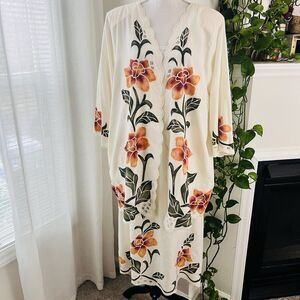 Vintage Marcia & Me & Co Cream & Orange Floral 2 Pc Skirt & Blouse Set - Plus 2X